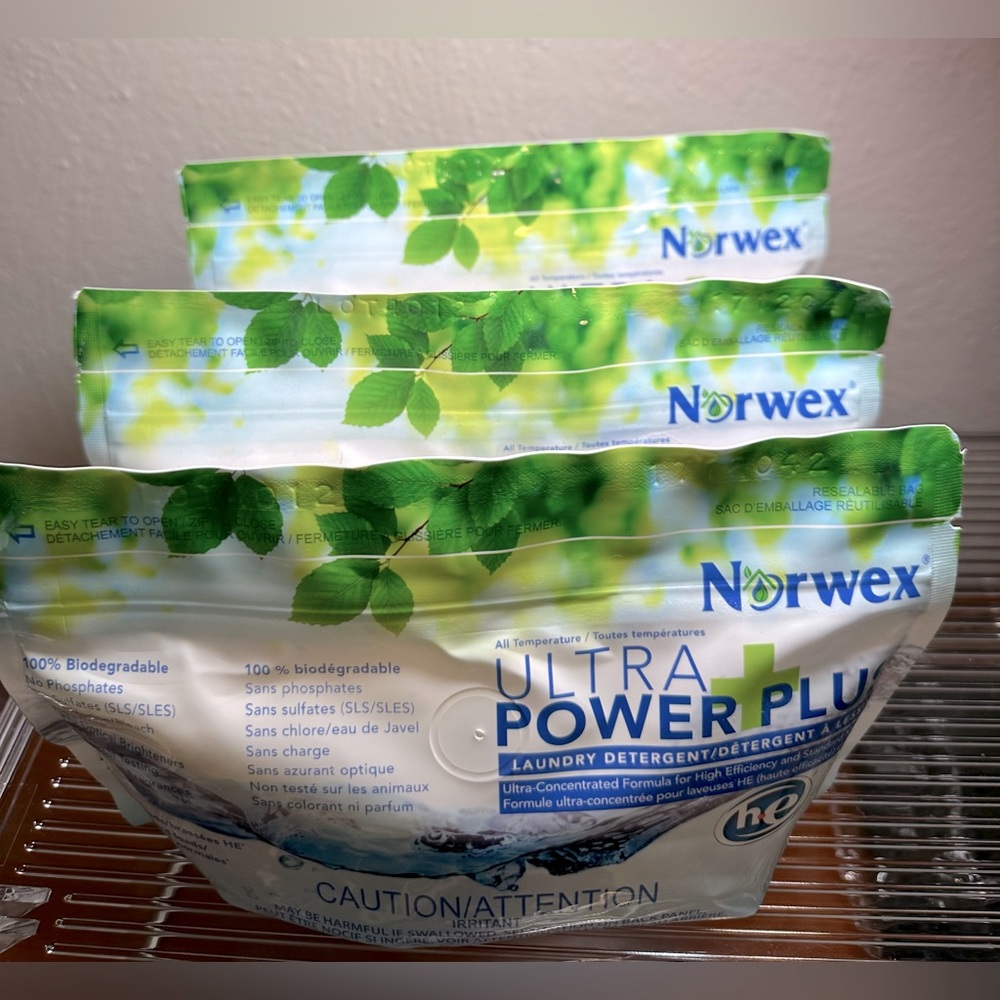 New Norwex Laundry Detergent 3 Packages Ultra Power Plus 75 HE/48 Standard Loads